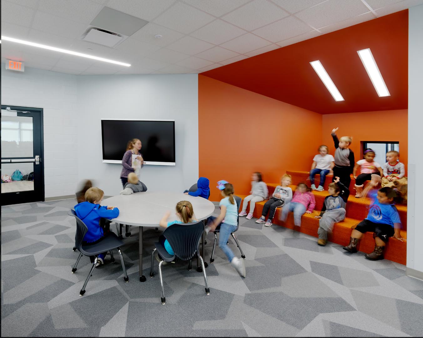 Goodman Elementary casual classroom setting with orange steps